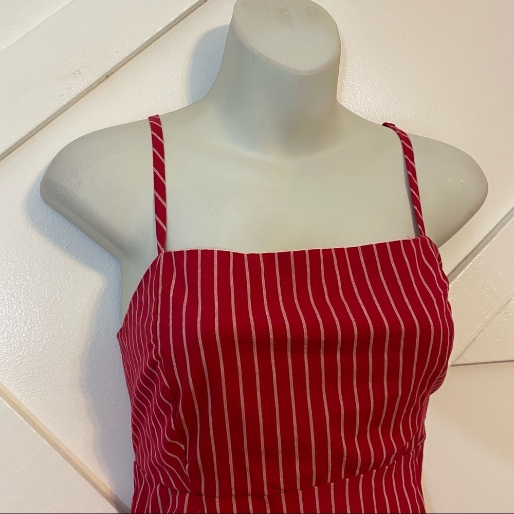 Kendall & Kylie Pacsun Vertical Striped Square Neck Sleeveless Mini Dress Pink M - Picture 2 of 8